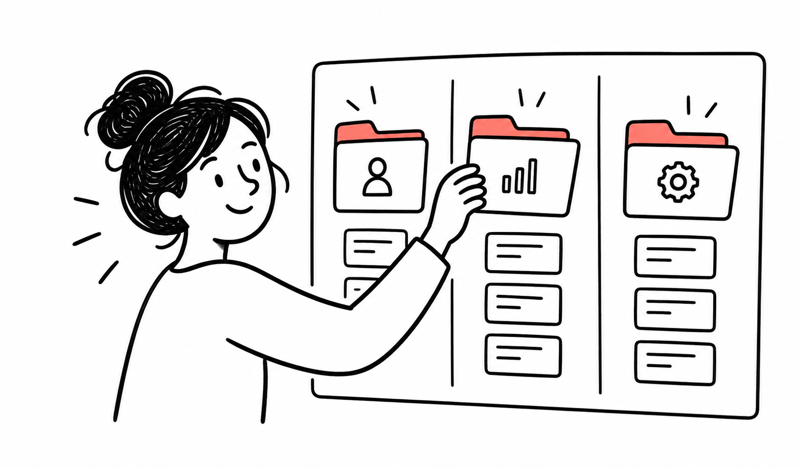 Ilustração de tarefas organizadas por projeto